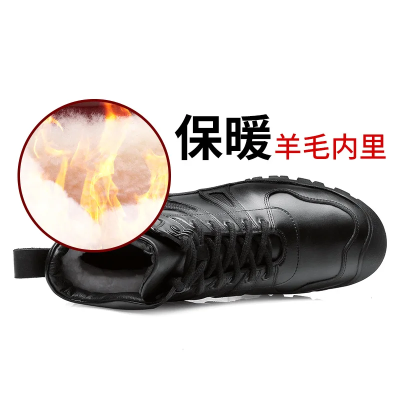 Zapatos de senderismo de piel de vaca, botas de caza transpirables para hombre, botas tácticas de combate en el desierto para hombre, zapatillas altas negras para mujer, botas de nieve - imagen 4