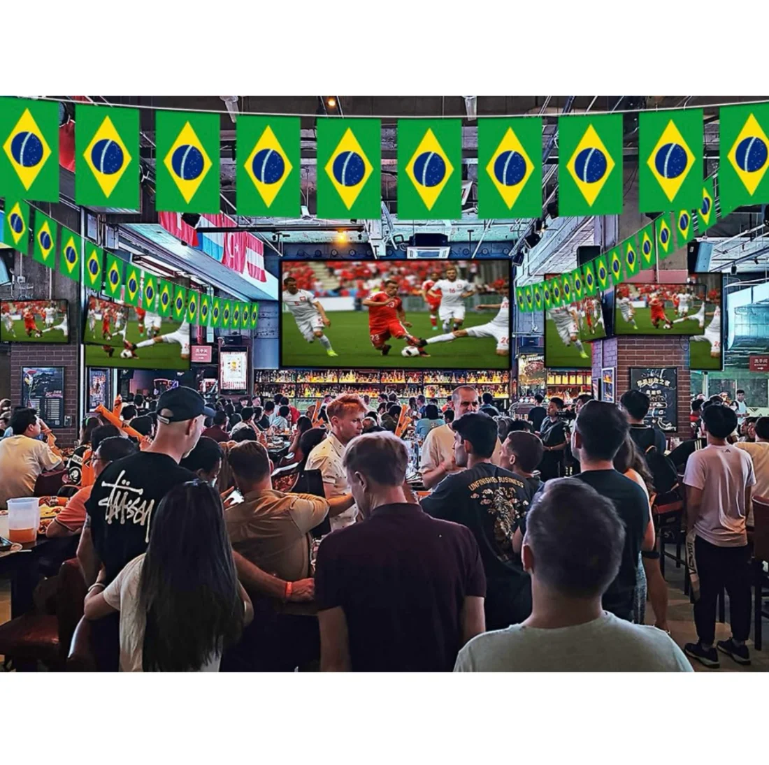 20/juego de banderines de Brasil, banderines cuadrados de 14x21cm, banderines de cuerda para fiesta navideña, banderas de Brasil, decoración colgante de poliéster - imagen 4