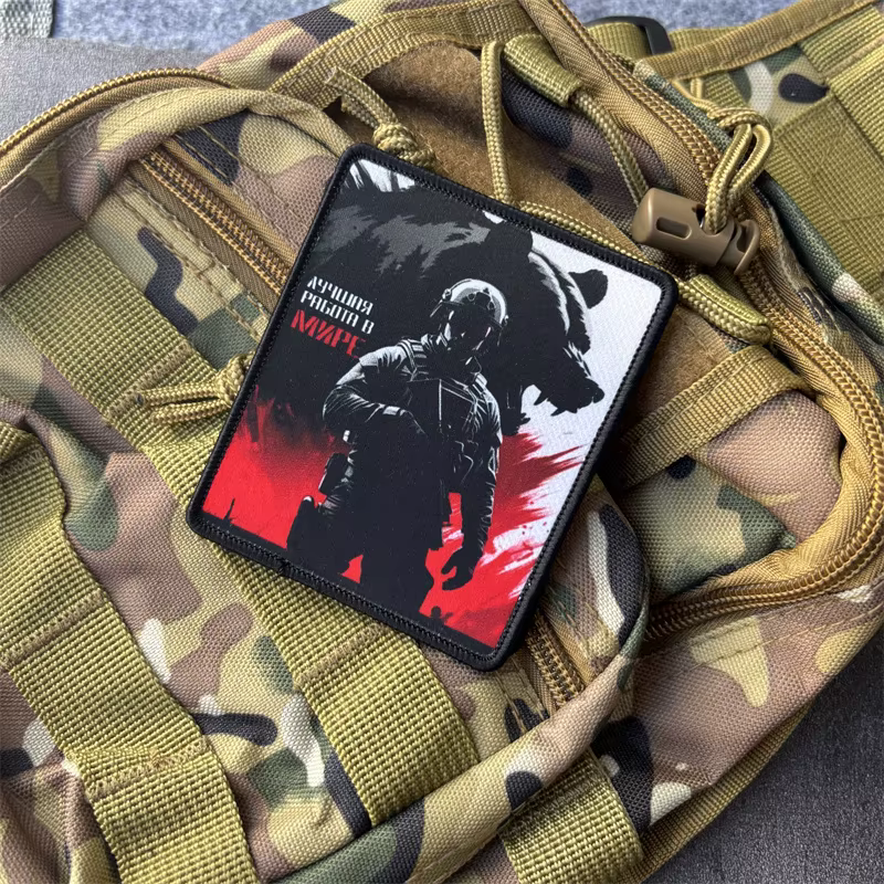 Parche táctico chevron oso y soldado moral con velcro adhesivo - imagen 4