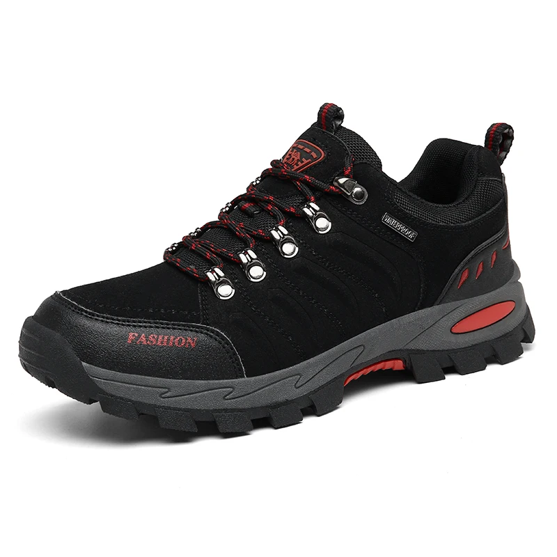 HIKEUP-zapatos de senderismo para hombre, calzado de exterior de cuero de gamuza, resistente al desgaste, impermeable, bota de Trekking, zapatillas tácticas para caminar - imagen 3
