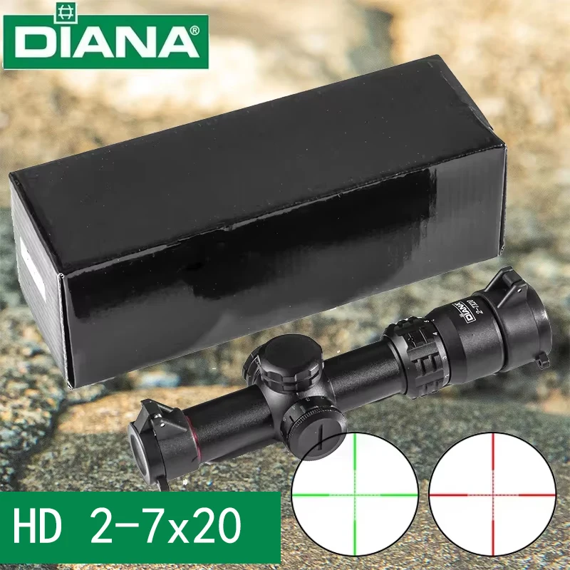 DIANA HD 2-7x20 alcance Mil Dot alcance caza Riflescope alcance iluminación retícula mira Rifle alcance francotirador caza miras