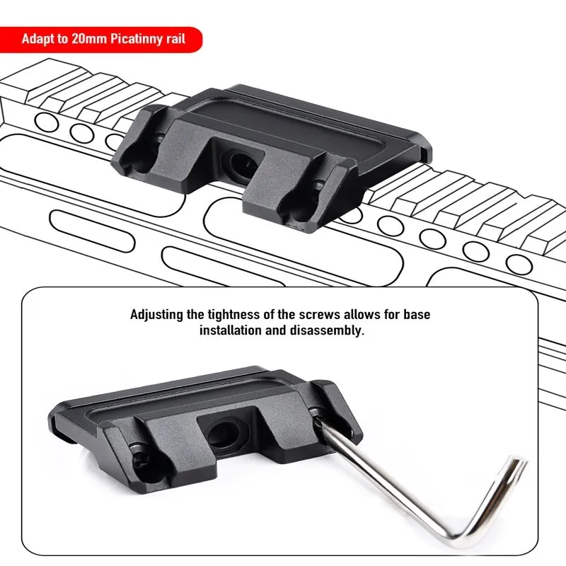 WADSN-Base láser de MAWL-C1 de Metal, Base de palanca QD rápida, montaje Offset compatible con riel Picatinny de 20mm, equipamiento Airsoft, accesorios de derivación - imagen 4