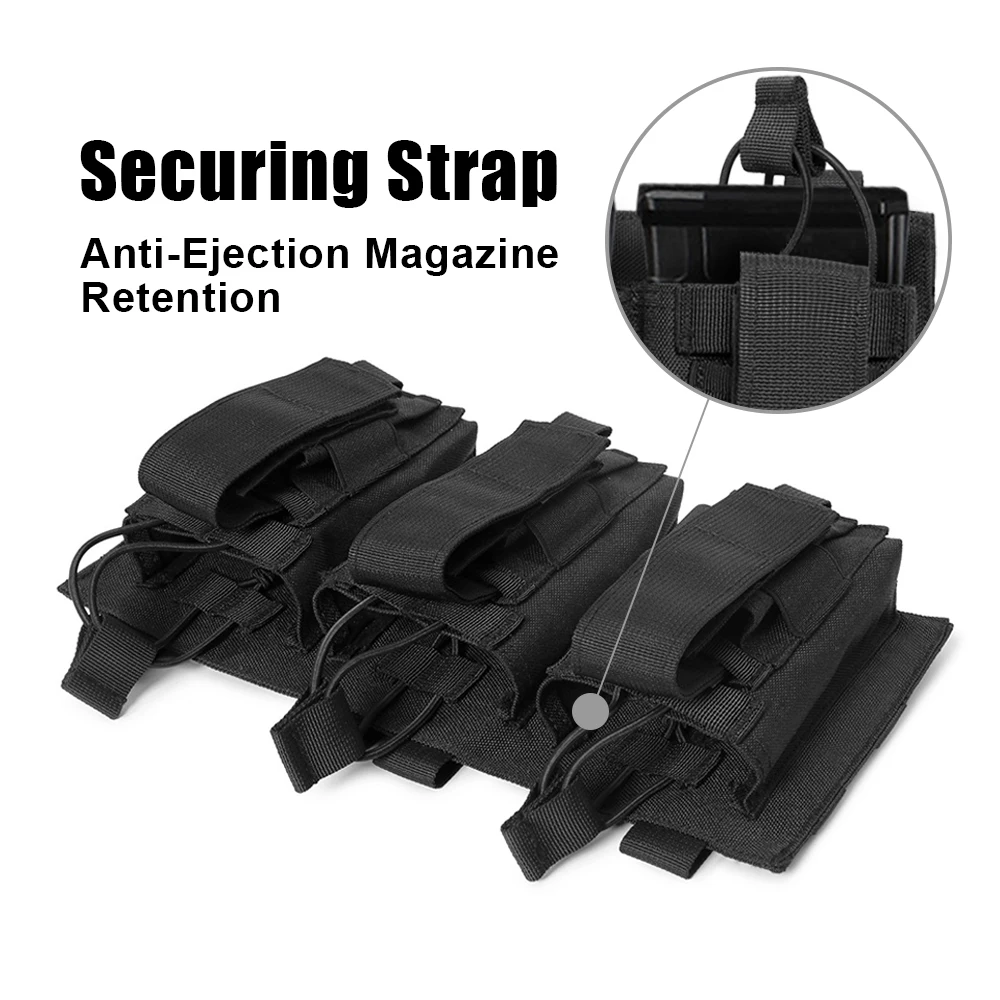 Bolsa Triple Mag Molle, soporte Triple Harger, bolsillo táctico suave, bolsas mágicas con tapa abierta, soporte para cartuchos, bolsa táctica para caza - imagen 2