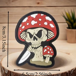 Parche táctico PVC 3D Amanita muscaria con velcro para mochila