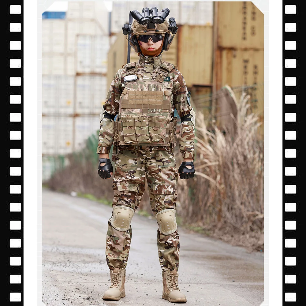 Conjunto de traje de entrenamiento táctico militar para niños, traje de camuflaje para niños, disfraces de soldado para niños, disfraz de fuerzas especiales para niños - imagen 2