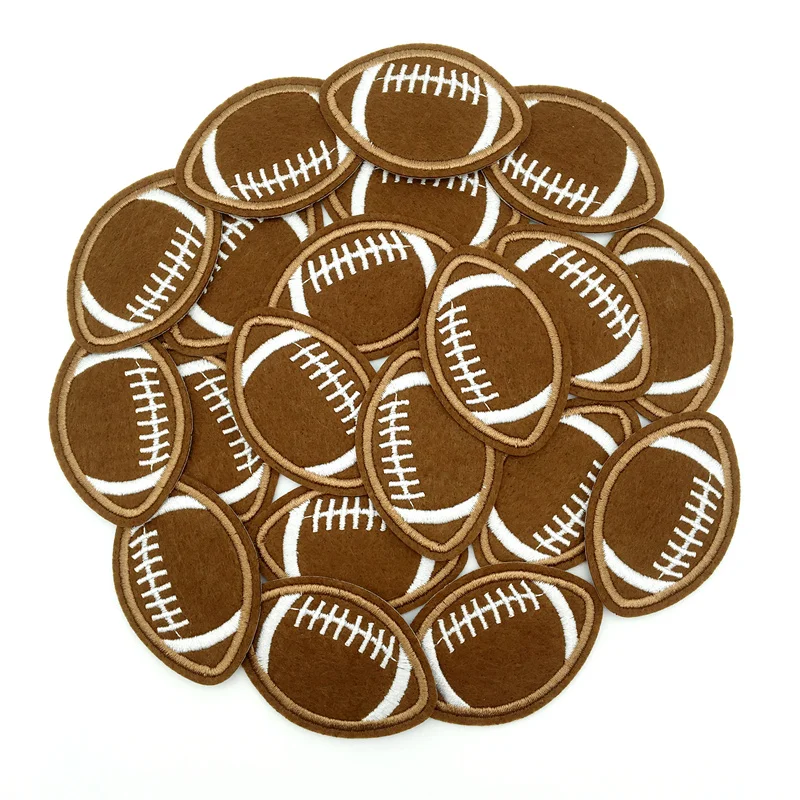 Parches bordados de fútbol de color marrón oscuro, apliques para planchar/coser, reparación de ropa, Ideal para pantalones vaqueros y chaquetas, 10/20 piezas - imagen 3