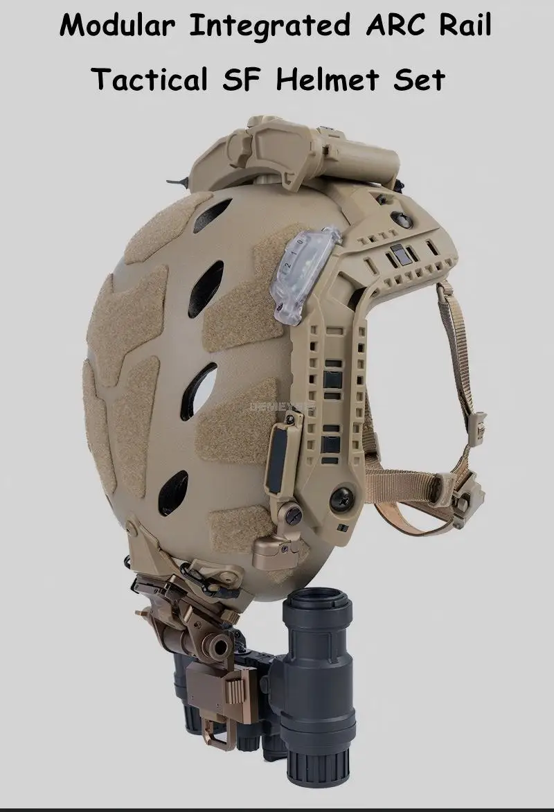 Casco táctico modular con riel ARC y diseño camuflado