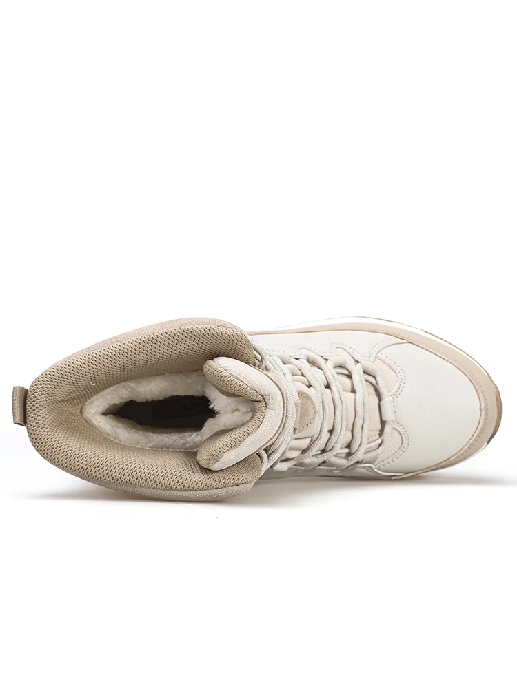 HUMTTO-zapatos de senderismo de alta calidad para exteriores, zapatillas deportivas con piel, botas de nieve de invierno para hombre, zapatillas impermeables para acampar y cazar, resistentes al frío - imagen 4