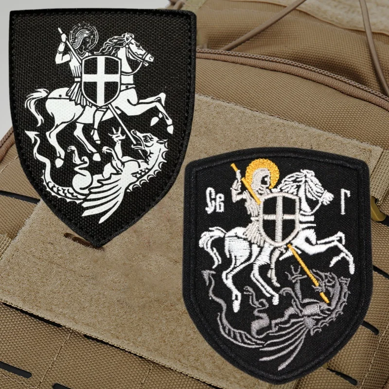 Parche bordado Arcángel Miguel insignia táctica con gancho