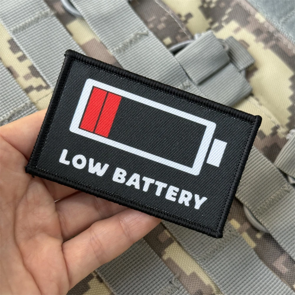 Parche de batería baja, insignia de moral táctica, parche impreso con gancho y bucle, brazalete para mochila, parches militares del ejército para ropa - imagen 5