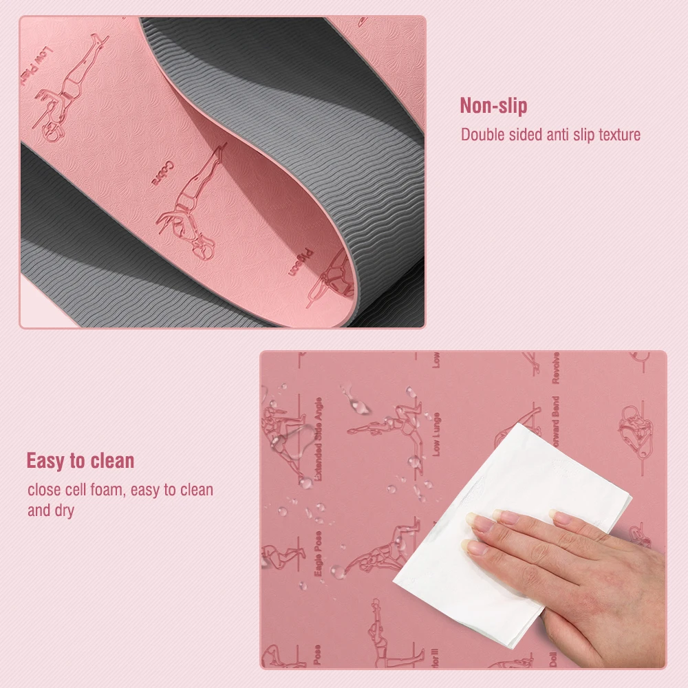 1 Uds. Estera de Yoga TPE antideslizante de alta densidad instrucciones de movimiento de Yoga estera de entrenamiento en casa para Pilates 183*57 - imagen 4