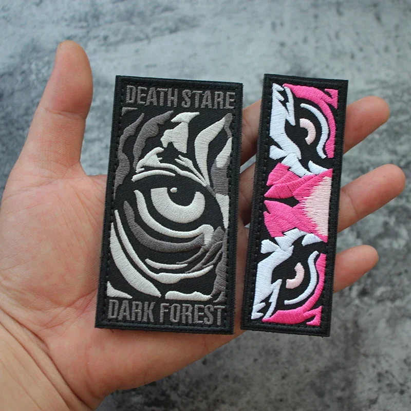 Parches bordados con cabeza de Tigre, insignia de moral de la tira del bosque nocturno, parche creativo, insignia de bolsa de tigre - imagen 5