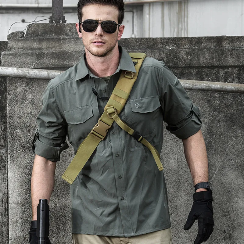 Camisa táctica de secado rápido para hombre, camisa elástica de manga larga con múltiples bolsillos, suelta, de alta calidad, para deportes al aire libre, combate y Camping - imagen 2