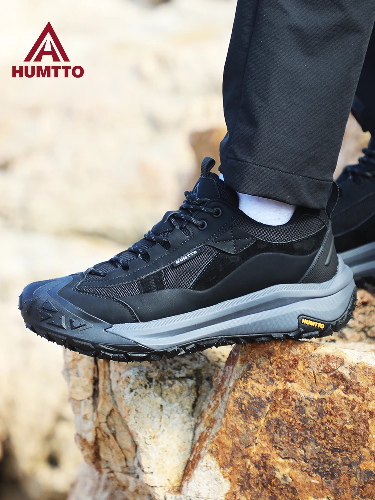 HUMTTO-Botas de senderismo de piel de vaca para hombre, botas de caza impermeables, botines tácticos de combate en el desierto, zapatillas informales para caminar - imagen 3