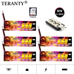 Treanty Batería LiPo 1S 550mAh 80C-160C con cargador para FPV drones
