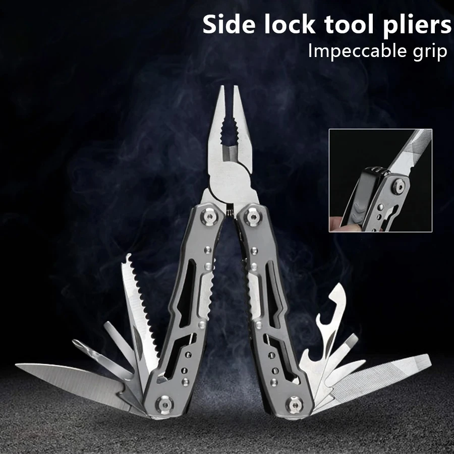 Alicates plegables multifunción, alicates para cuchillo de bolsillo, herramientas de supervivencia para acampar al aire libre, herramientas de caza, cuchillo de bolsillo multiherramienta de acero inoxidable - imagen 2