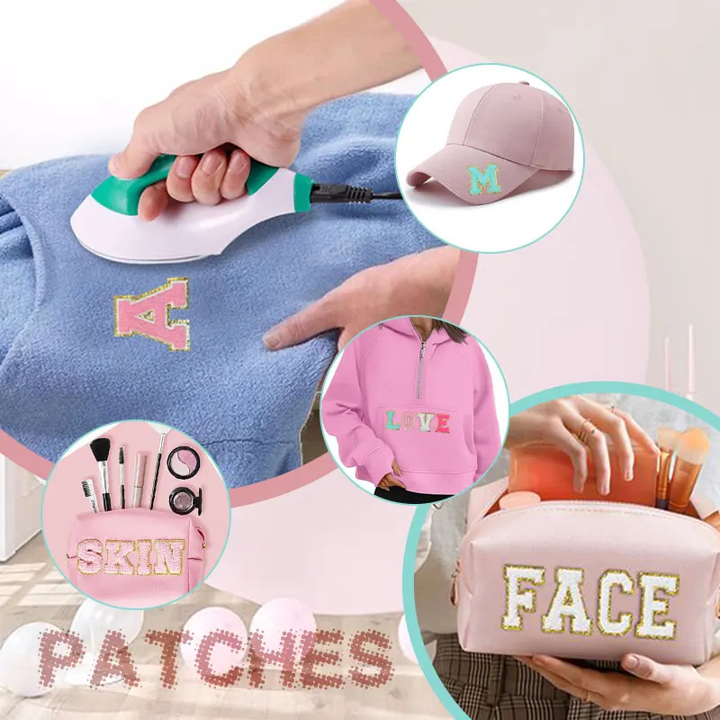 Parches de letras de chenilla, 4 piezas, bordado, planchado, apliques para ropa, pegatina, accesorios de bricolaje, tamaño grande: 8,2 CM - imagen 3