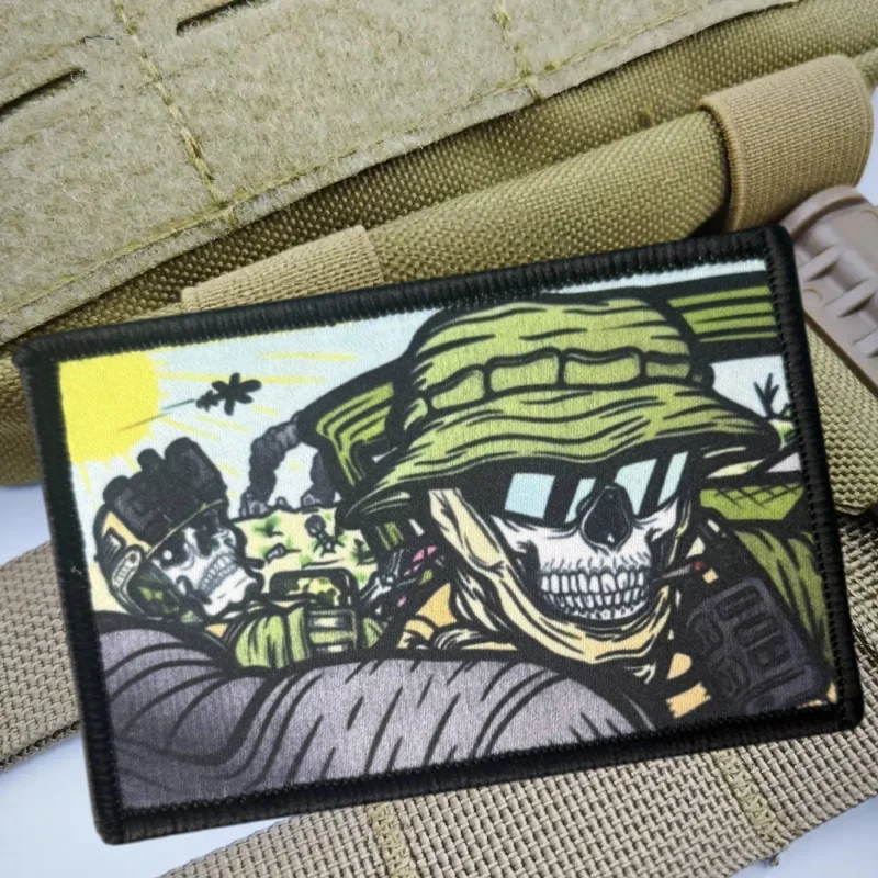 Parche estampado de miedo y sombrero, chaleco táctico, gancho y bucle, sombrero, insignia de moral, mochila, pegatina decorativa, parches para brazalete para ropa - imagen 5