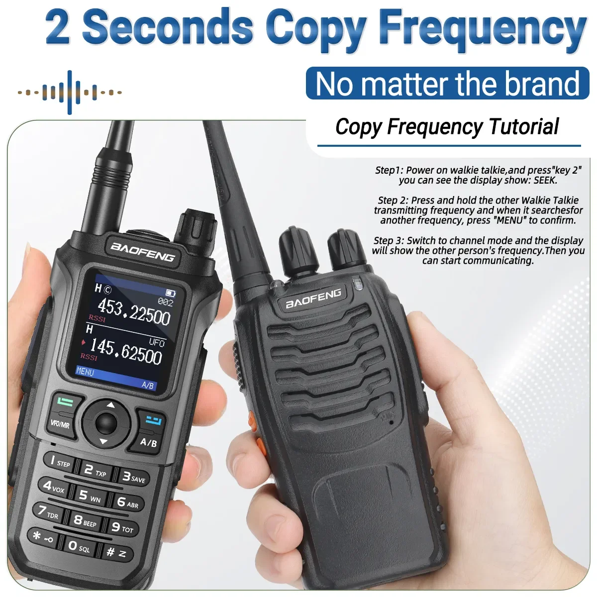 Baofeng UV-21 Pro Frecuencia de copia inalámbrica 999CH Tri-Band Walkie Talkie impermeable TIPO C 16 KM UV-5R de largo alcance 17 Radio de daños - imagen 4