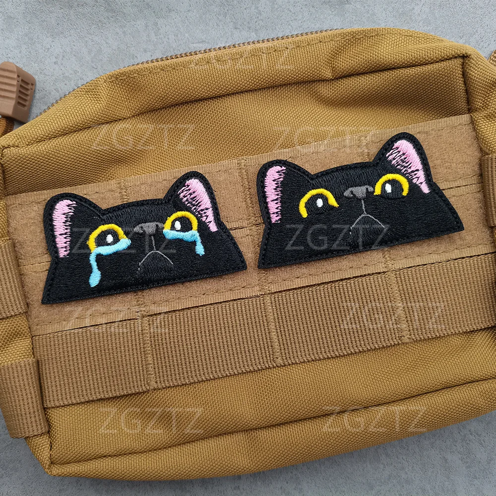 Parches de gancho y bucle de animales de dibujos animados, pegatina de gato con cuchillo, pato, ganso, rana, accesorio táctico, insignias de moral, parche bordado - imagen 5