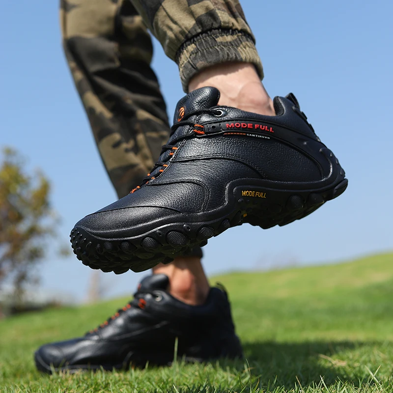 Zapatos de senderismo de piel de vaca para hombre, botas de caza de montaña, zapatos impermeables para caminar al aire libre, zapatos de trekking, zapatillas tobilleras de escalada para mujer - imagen 4