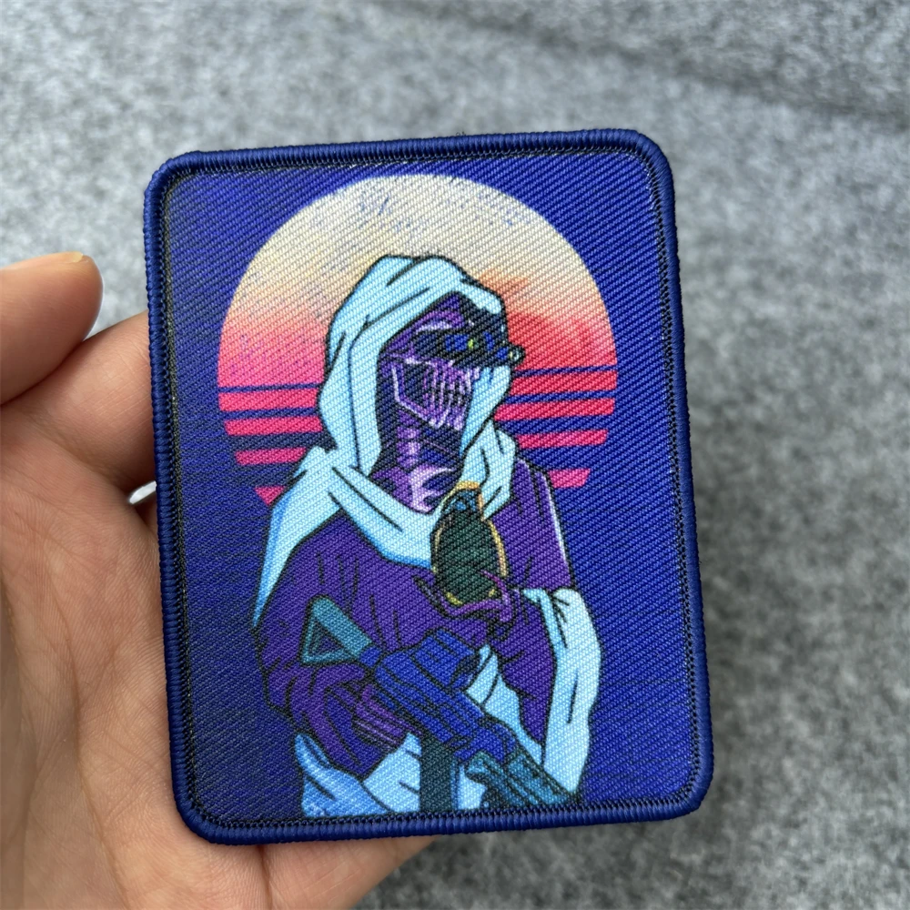 Parche táctico de calavera Punk de la muerte Retro, parches de gancho y bucle con estampado de Village of Operators, insignia de moral militar Klett, pegatinas para mochila - imagen 5