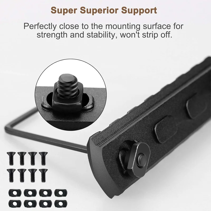 1 Juego de riel Picatinny con ranuras individuales 5/7/9/11 para sistema mlok, 8 tuercas en T, tornillos y llave Allen, para accesorios de pistola de juguete de caza - imagen 2