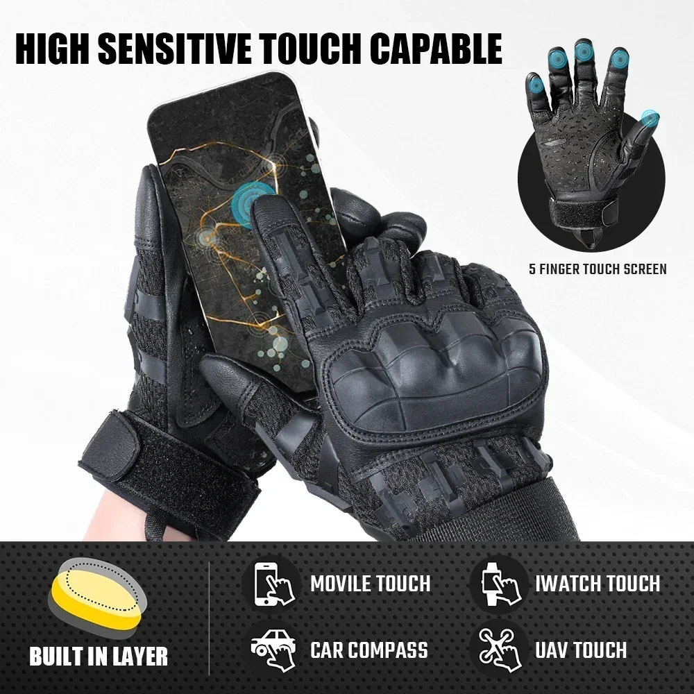 Guantes tácticos pantalla táctil carcasa dura caza al aire libre Airsoft combate tiro senderismo deportes de ciclismo equipo antideslizante de cuero PU - imagen 4