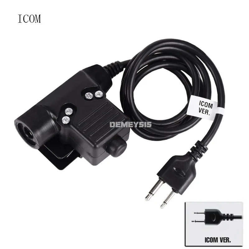 Adaptador de auriculares táctico U94 PTT para Icom Kenwood Midland Moto Talkabout, teléfono móvil, Cable Push To Talk, enchufe con botón - imagen 2
