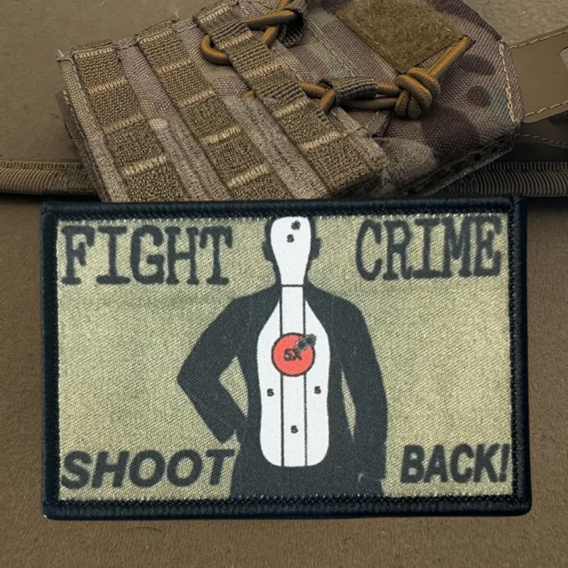 Parche con estampado de lucha contra el crimen, chaleco táctico con gancho y bucle, insignia de moral, pegatinas para mochila, parches para brazalete para ropa - imagen 2