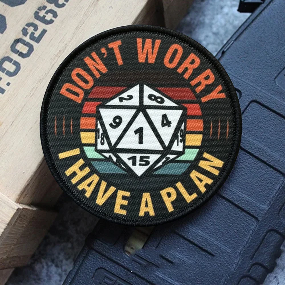 No te preocupes, tengo un plan, parches tácticos para ropa, parche de gancho y bucle, insignia militar, brazalete, pegatinas decorativas para mochila - imagen 3