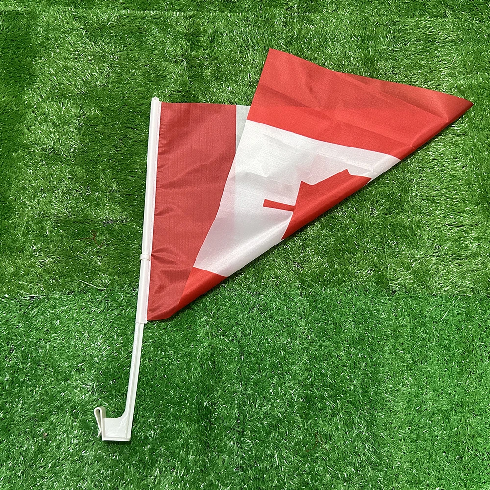 SKY FLAG Bandera del coche de Canadá 30*45 cm Bandera ondulada del coche de Canadá Bandera nacional Bandera ondeante del portador estándar con mástil de plástico - imagen 3