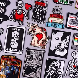 Parche bordado calavera terror – Punk para coser o planchar