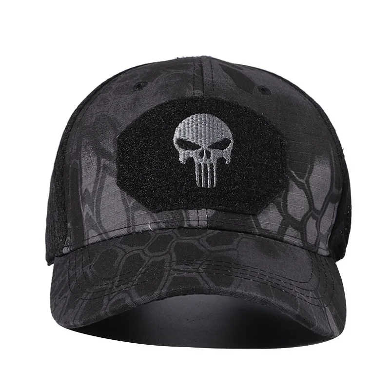 Gorra de béisbol con calavera de camuflaje para hombre y mujer, sombrero de combate táctico, malla de camuflaje, deportes al aire libre, senderismo, caza, baloncesto, gorras de fútbol - imagen 4
