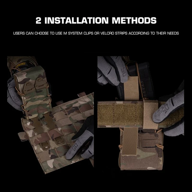 Bolsa doble para revistas de 5,56 + 9mm, funda Tiger de tamaño completo V2 Mag, bolsa de herramientas Molle, linterna, cuchillo, bolígrafo, chaleco funcional, riñonera - imagen 4