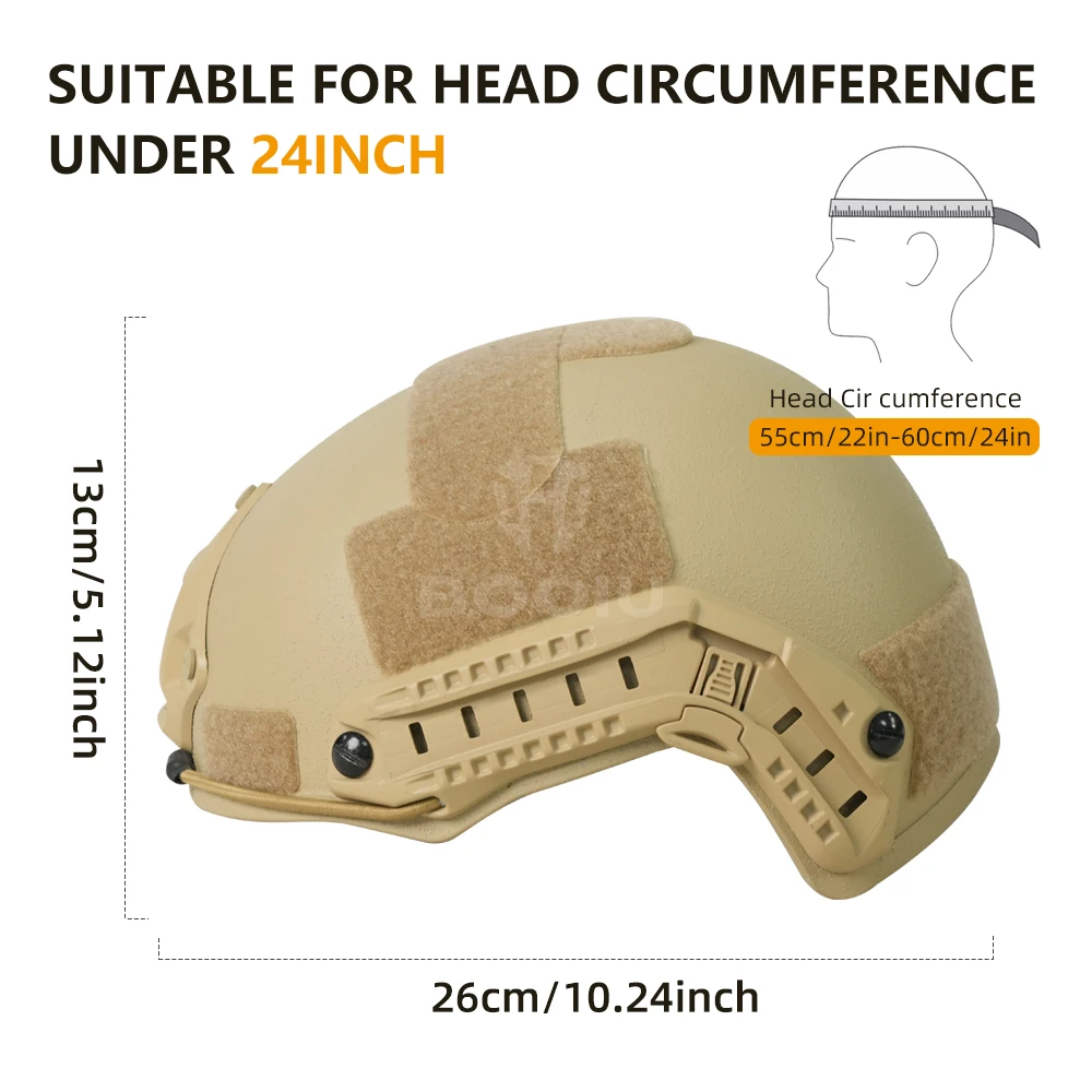 BOOIU-casco táctico tipo MH con suspensión ajustable, casco protector Wendy de fibra de vidrio para deportes al aire libre, juegos CS - imagen 5