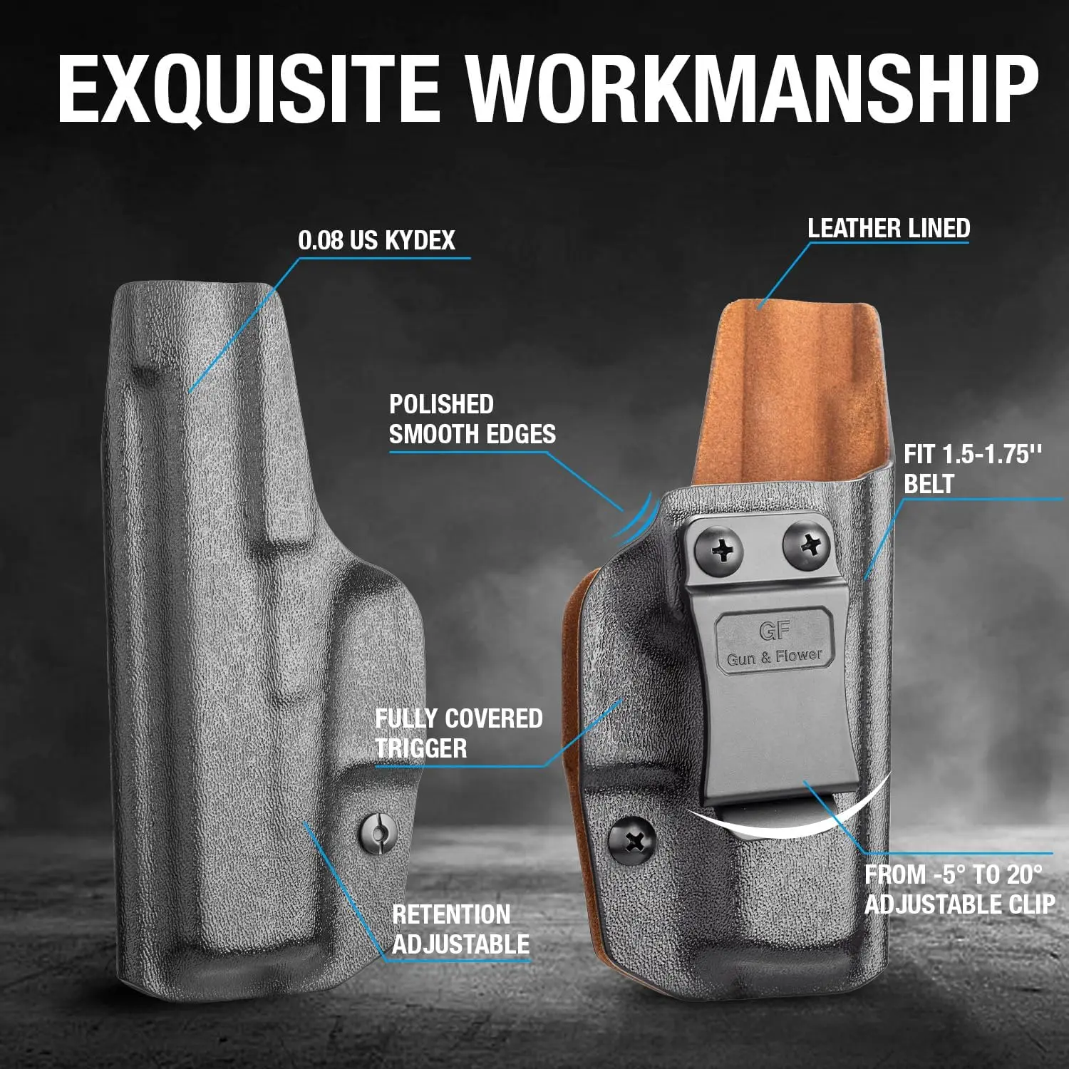 Sólo para Glock 43/ 43X, funda Kydex IWB, funda de transporte oculta con cinturilla interior, G43/ G43X, Adj. Cant y retención, mano derecha - imagen 4