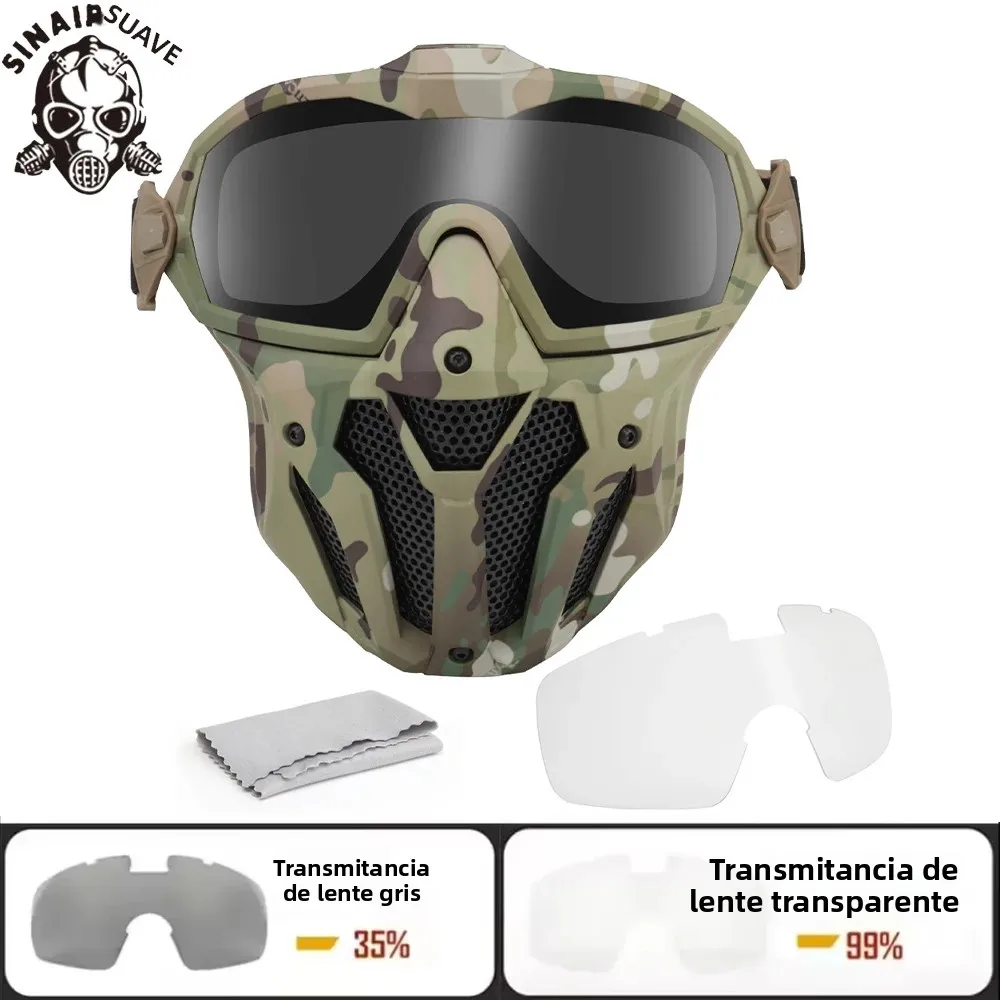 Máscara Airsoft, gafas desmontables con ventilador antiniebla, máscara protectora táctica de Paintball, máscara facial completa, gafas CS de tiro