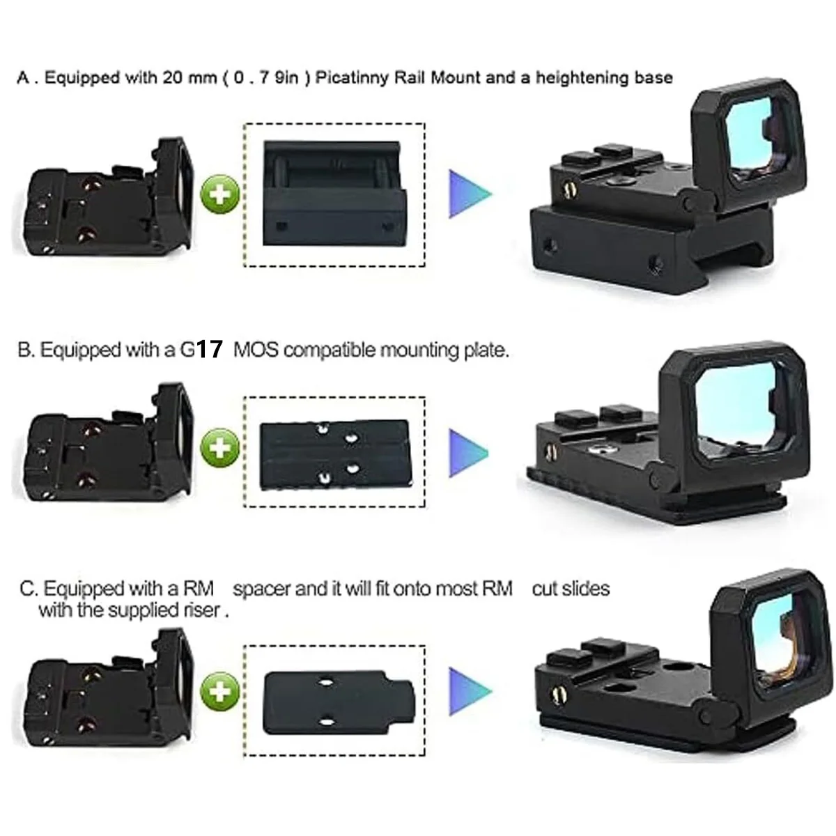 VISM Flip Up Red Dot Sight 20mm – Mira Punto Rojo Universal para Riel - imagen 3