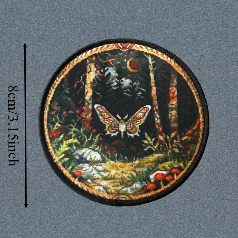 Parche con estampado de Sinfonía nocturna de mariposa, insignia de moral con gancho y bucle táctico, pegatinas decorativas para mochila, parches para brazalete para ropa - imagen 3
