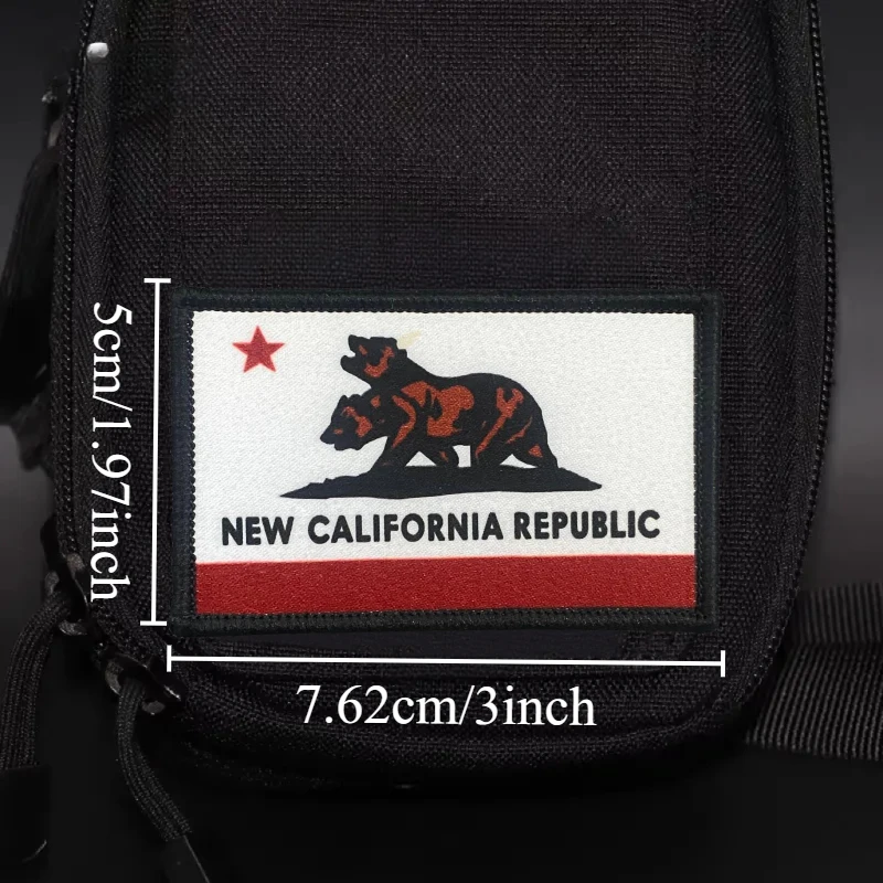 Parche de bandera de la República de California, insignia de moral táctica con estampado de gancho y bucle, mochila militar, ropa, pegatina decorativa, brazalete - imagen 4