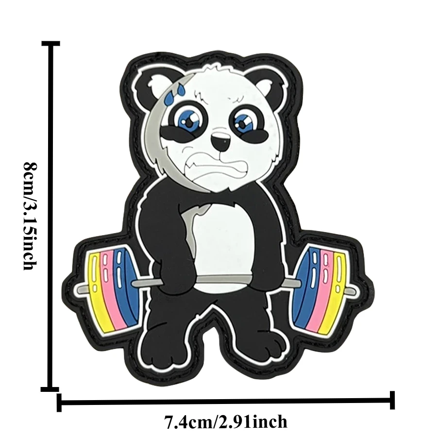 Parche de brazalete de levantamiento de pesas de Panda para ropa, insignia de moral táctica de PVC, parches de bucle de gancho, pegatinas de mochila militar - imagen 2