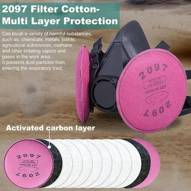 6200 2097 Gafas de filtro Media cara Mascarilla respiratoria reutilizable Pintura epoxi Vapor orgánico Soldadura Madera - imagen 4