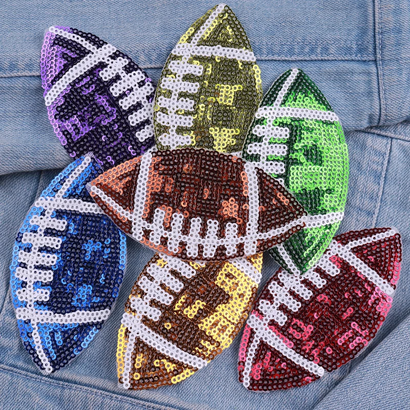 Parches bordados de lentejuelas de fútbol para ropa, parche de lentejuelas DIY, parches para planchar para ropa, sombreros, chaquetas, decoración para coser, 1/7 Uds. - imagen 3