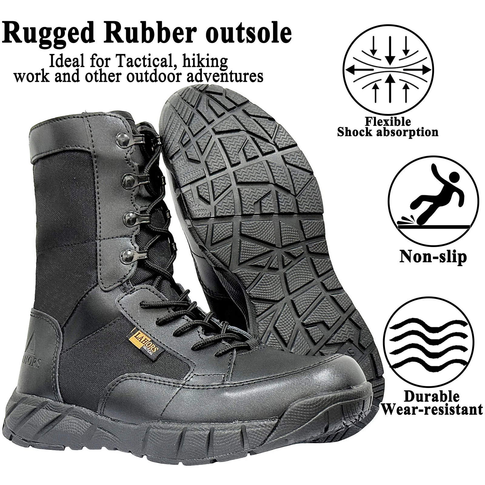 LAHORS, botas tácticas ligeras originales para hombre con cremallera, entrenamiento de combate, cordones, impermeables, zapatos transpirables para senderismo al aire libre - imagen 5