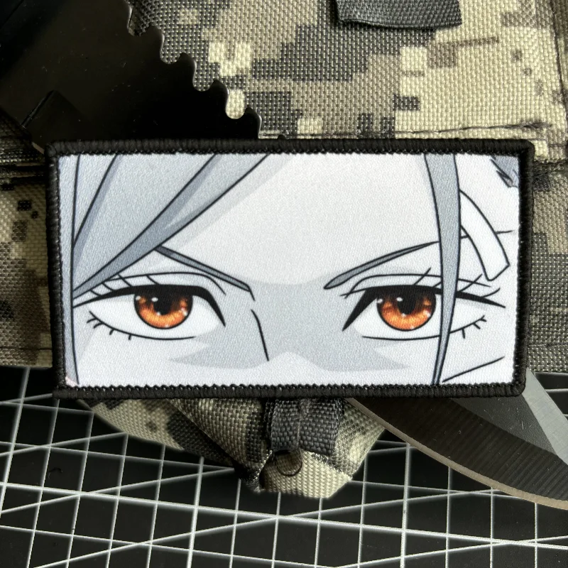 Kugisaki Nobara Eyes moral Badge Anime Jujutsu Kaisen Character Patch Hook and Loop Painting Tactical militar Backpack Sticker - imagen 3
