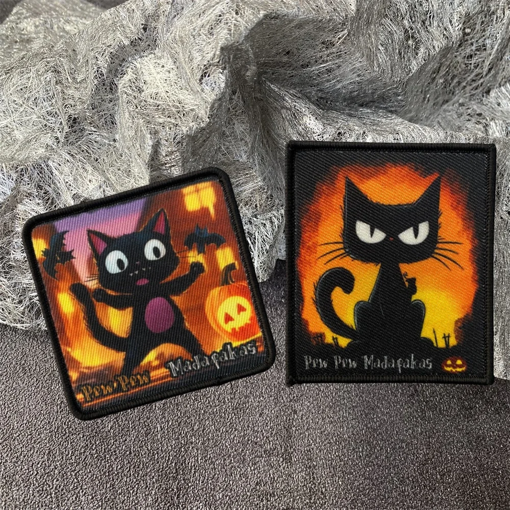 Parches de insignia de moral táctica de Halloween, PEW Madafakas, I'm Fine bordada Hoo & Loop, brazalete militar, pegatina impresa, mochila - imagen 2