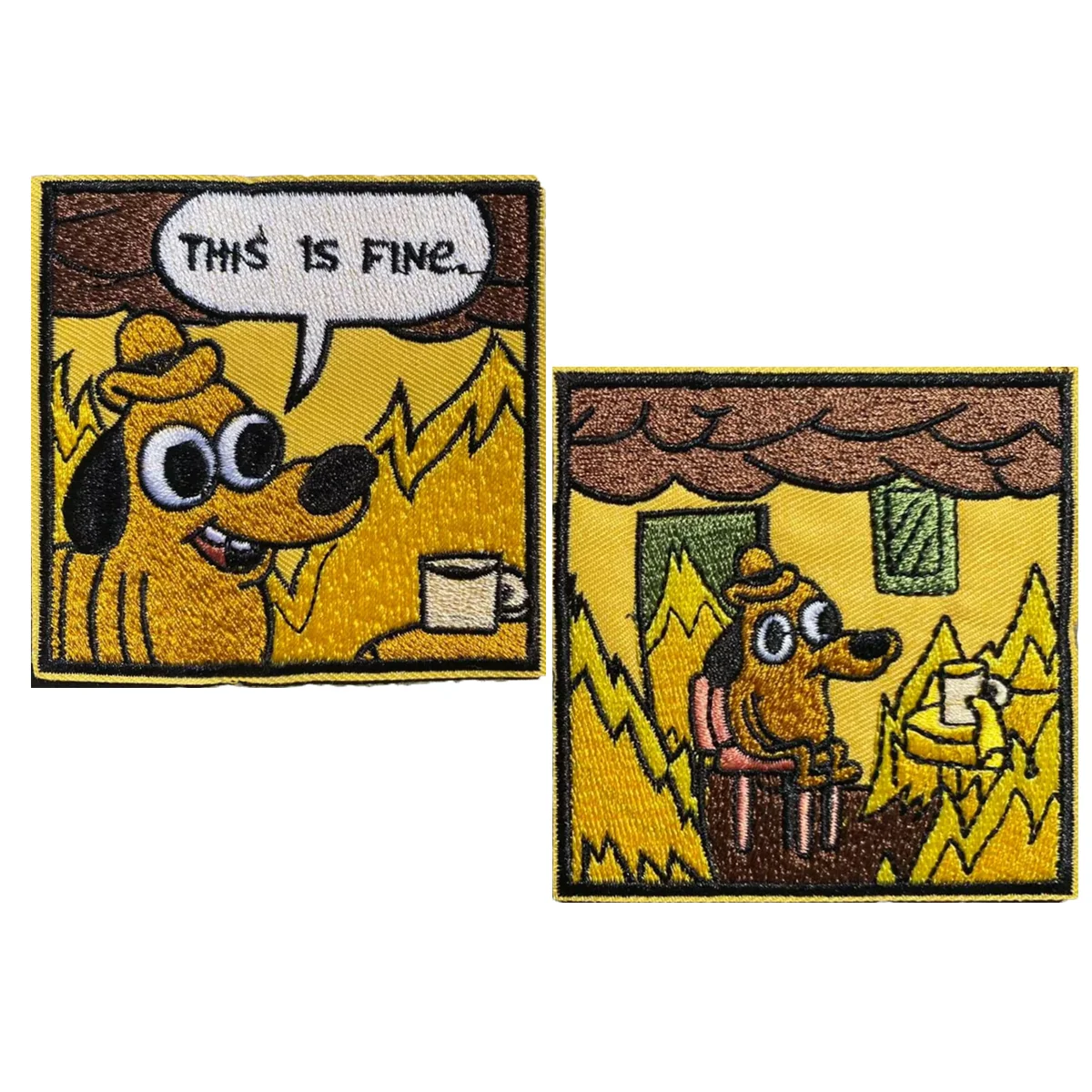 Parche termoadhesivo "This Is Fine" de 3,3 pulgadas: divertido aplique bordado para regalos y aventuras DIY