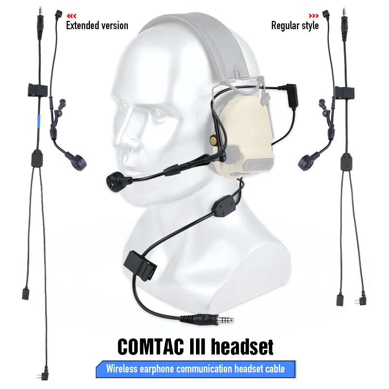 Cable de auriculares de comunicación PTT táctico WADSN, adecuado para auriculares C3, interfaz 7,0, accesorios tácticos de caza PTT - imagen 2