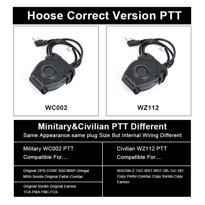 WADSN botón PTT auriculares tácticos interfono walkie talkie linker airsoft accesorios auriculares ipsc TCI Motorola Kenwood Icom - imagen 4